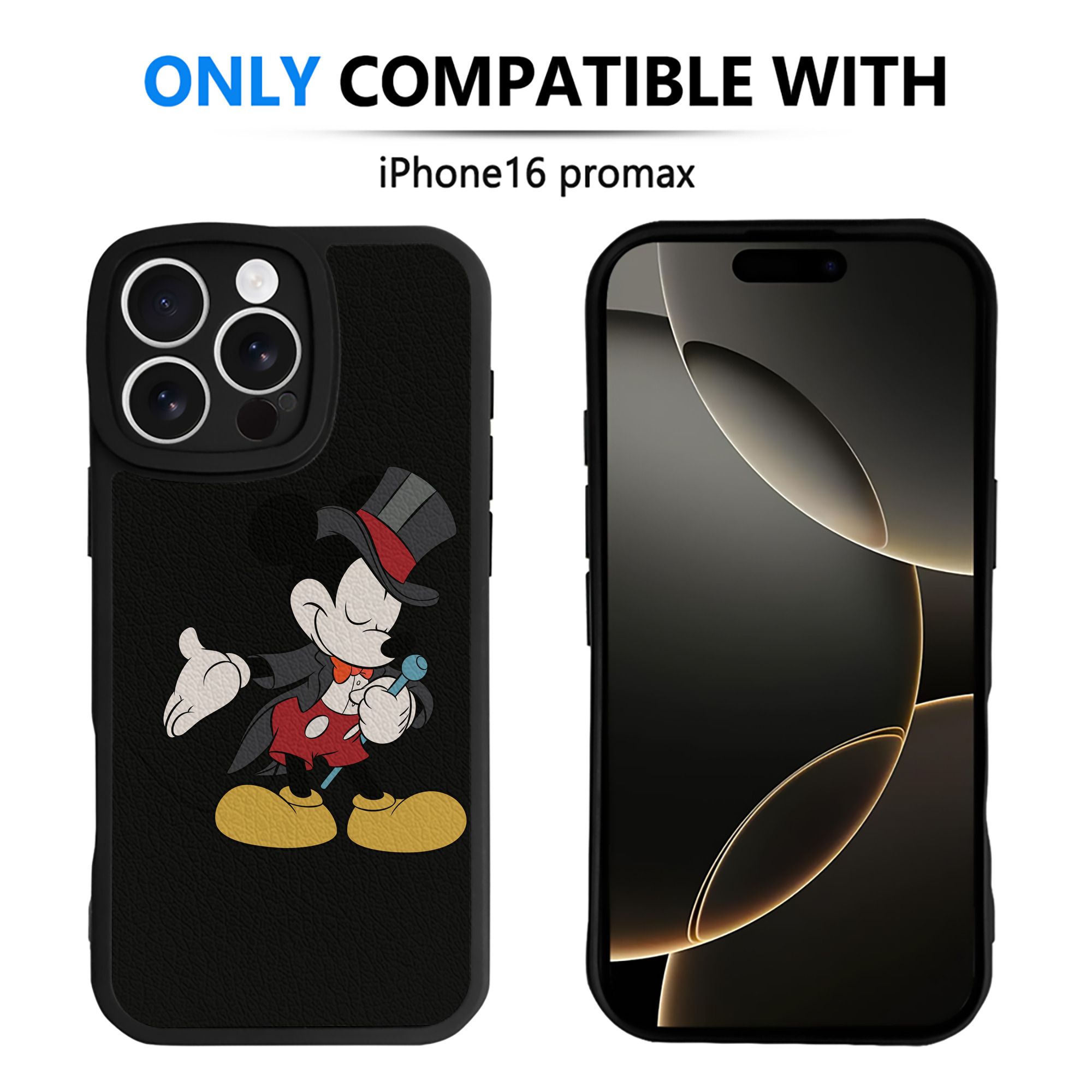 （画像用） ミッキーマウス Mickey Mouse 【iPhone 16シリーズ対応】シリコンスマホケース（レザー調） 材質：シリコン